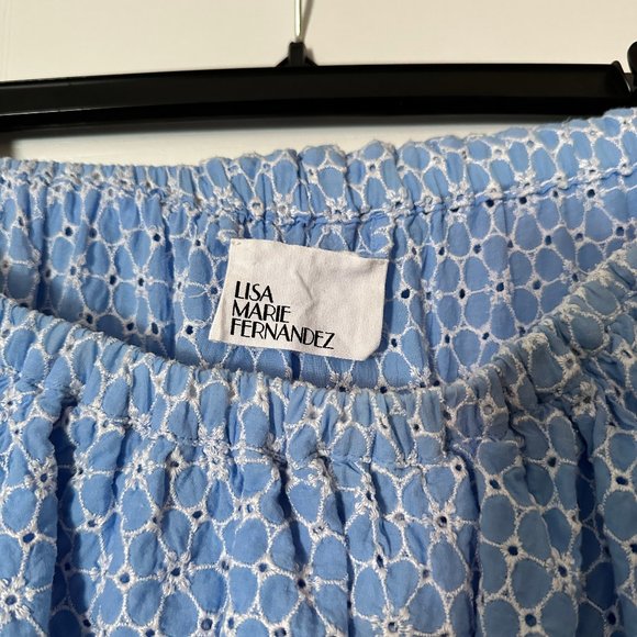 Lisa Marie Fernandez light blue Eyelet strapless cotton belted maxi dress S - Picture 5 of 13